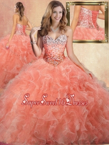 Pretty Sweetheart Beading Cheap Sweet Sixteen Gowns with Ruffles
