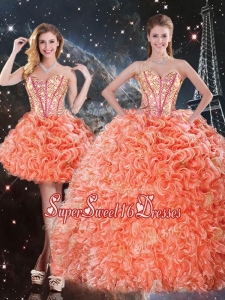 Pretty Detachable Sweetheart Beading and Ruffles Quinceanera Dresses