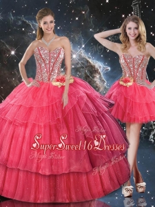 Lovely Sweetheart Detachable Quinceanera Dresses with Beading for Fall