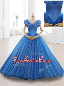 2016 In Stock Appliques Off the Shoulder Sweet 16 Dresses in Blue