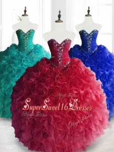 2016 In Stock Ball Gown Sweetheart Quinceanera Dresses with Beading
