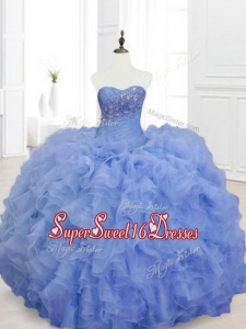 2016 In Stock Blue Sweet 16 Dresses with Beading and Ruffles