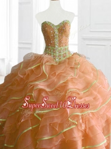 In Stock Ball Gown Beading and Ruffles Sweet 16 Dresses for 2016