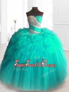 In Stock Beading Sweet 16 Dresses with Hand Made Flowers