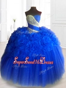 In Stock Hand Made Flowers Sweet 16 Dresses in Royal Blue