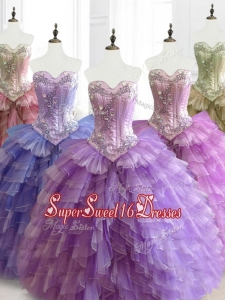 In Stock Multi Color Sweetheart Quinceanera Dresses with Beading and Ruffles