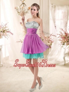 Inexpensive Sweetheart Sequins and Belt Dama Dresses in Multi Color