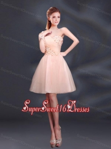 Sweet One Shoulder A Line Appliques 2015 Dama Dress