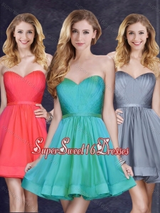 Low Price Turquoise Short Dama Dresses with Belt