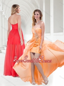 New Style Sweetheart Empire Beaded Dama Dresses in Orange