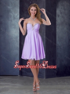 2016 Popular Empire Lilac Short Dama Dresses with Beading
