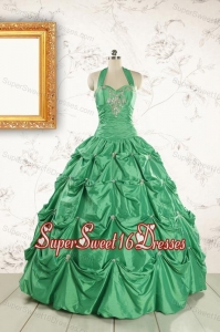 Discount Halter Top Sweet 16 Dresses with Appliques