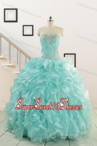Apple Green Quinceanera Dresses with Beading for 2015