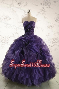 Elegant Sweetheart Appliques Purple Quinceanera Dress for 2015