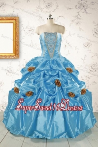 New Style Aqua Blue Quinceanera Dresses with Beading for 201
