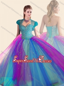 Beautiful Beaded Multi Color Quinceanera Dress in Tulle