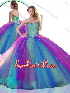 Colorful Multi Color Quinceanera Dress with Beading