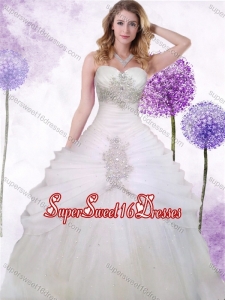 Popular Tulle White Princess Quinceanera Dress with Beading and Ruching