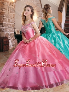 Gorgeous Beaded Decorated Sleeves Quinceanera Dress with Off the Shoulder