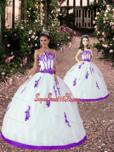 Fashionable Appliques White and Eggplant Purple Princesita Dress for 2015