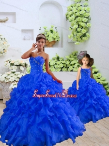 Customize Beading and Ruffles Princesita Dress in Royal Blue for 2015