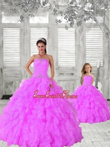 Fashionable Beading and Ruching Hot Pink Princesita Dress for 2015