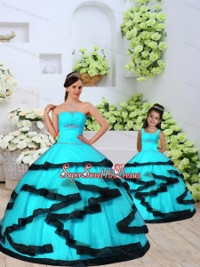 2015 Fashionable Aqua Blue Princesita Dress with Beading and Ruching