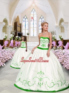 Unique Embroidery White and Spring Green Princesita Dress for 2015 Spring