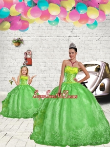 Fashionable Green Princesita Dress with Beading and Embroidery for 2015
