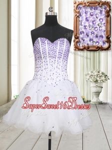 Low Price Visible Boning Beaded Bodice White Dama Dress in Organza