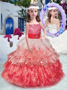 Beautiful Spaghetti Straps Pageant Mini Quinceanera Dresses with Beading and Ruffled Layers