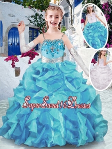 Best Spaghetti Straps Pageant Mini Quinceanera Dresses with Appliques and Ruffles