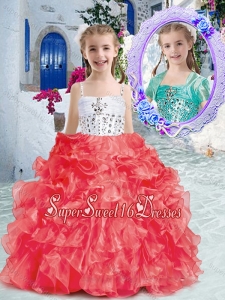 Perfect Spaghetti Straps Little Girl Pageant Dresses with Beading and Ruffles