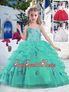 Latest Ball Gown Straps Beading and Bubles Little Girl Pageant Dresses