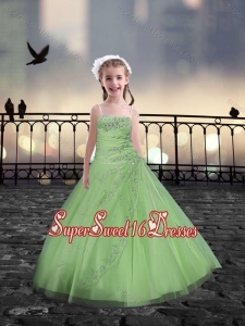 Spaghetti Straps Spring Green Mini Quinceanera Dresses with Beading