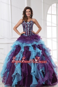 Sweetheart Beading and Appliques Multi-color Quinceanera Dress