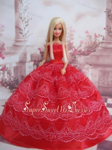 Exclusive Ball Gown Red Taffeta Barbie Doll Dress