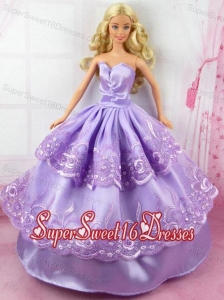Gorgeous Lilac Dress With Embroidery Made To Fit Barbie Doll