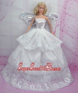 Romantic Wedding Dress With Embroidery Made to Fit the Barbie Doll
