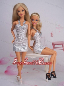 Sexy Fashion Halter Party Dress With Sequin Dress For Barbie Doll