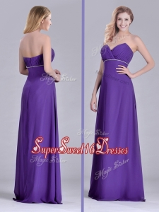 Cheap Sweetheart Ruching Purple Dama Dress for Celebrity