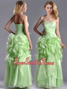 New Style Beaded and Bubble Organza Dama Dress in Yellow Green