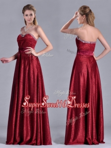 New Style Empire Sweetheart Wine Red Dama Dress with Beaded Top