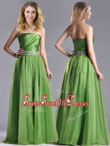 Exclusive Strapless Beaded Decorated Waist Dama Dress with Side Zipper