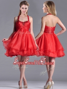 New Style Beaded Decorated Top and Halter Top Dama Dress in Organza