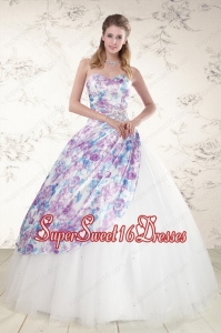 2015 Unique Puffy Multi-color Quinceanera Dresses with Beading