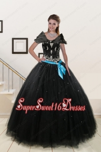 Most Popular and Discount Appliques and Beading Quinceanera Dresses in Black