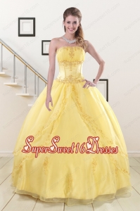 Wonderful Yellow 2015 Quinceanera Dresses with Strapless