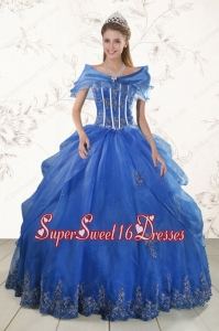 2015 Cheap Appliques Quinceanera Dresses in Royal Blue