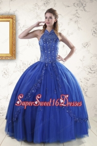Luxurious Royal Blue Sweet 15 Dresses with Appliques and Beading for 2015